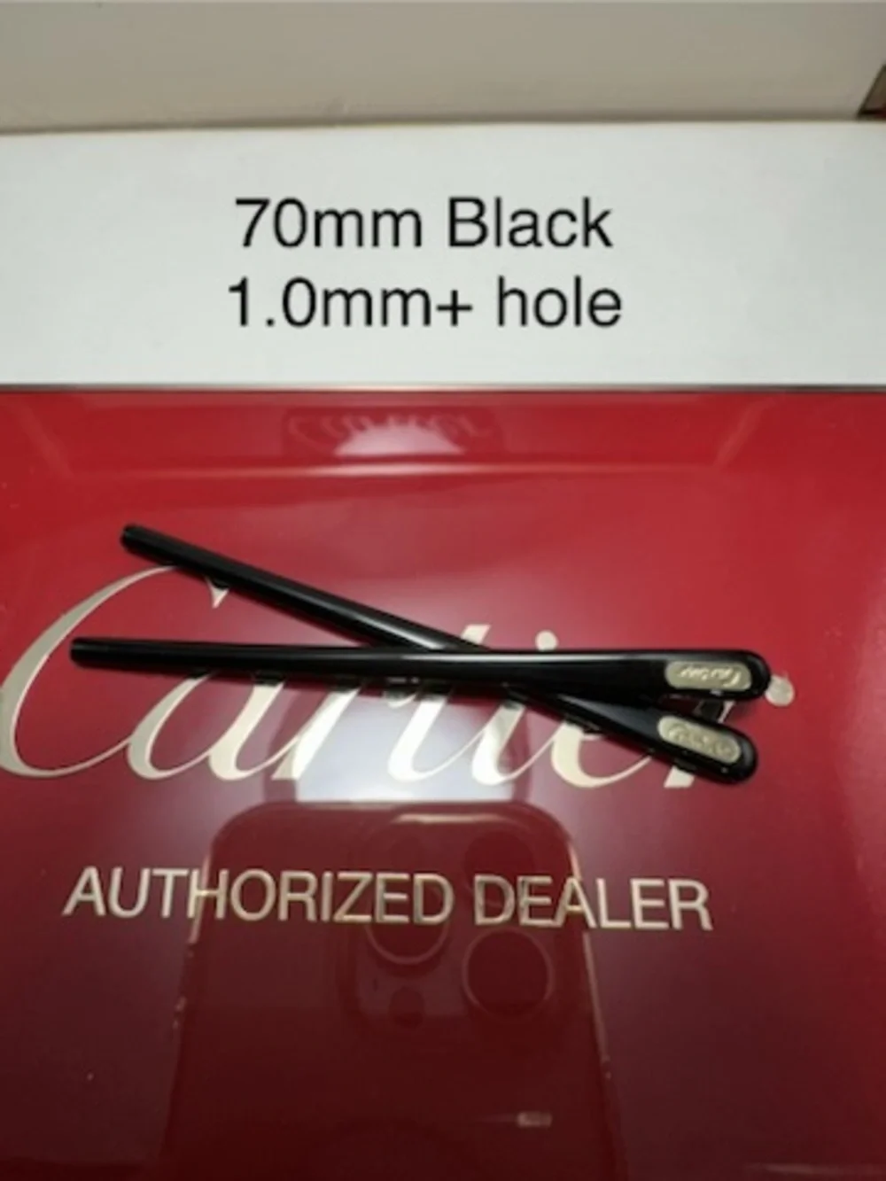 Original Cartier eyeglasses temple tips 1 pair black 70mm brand new